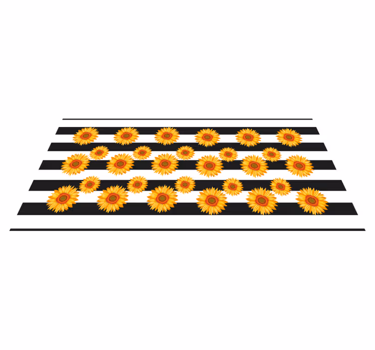 Solrosor och ränder blommig matta - Tenstickers