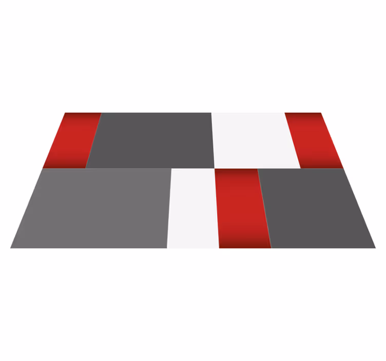 Röda, vita och grå kakel geometriska mattor - Tenstickers