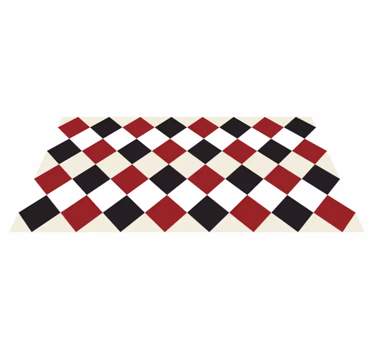 Röd och svart romb kakel matta - Tenstickers