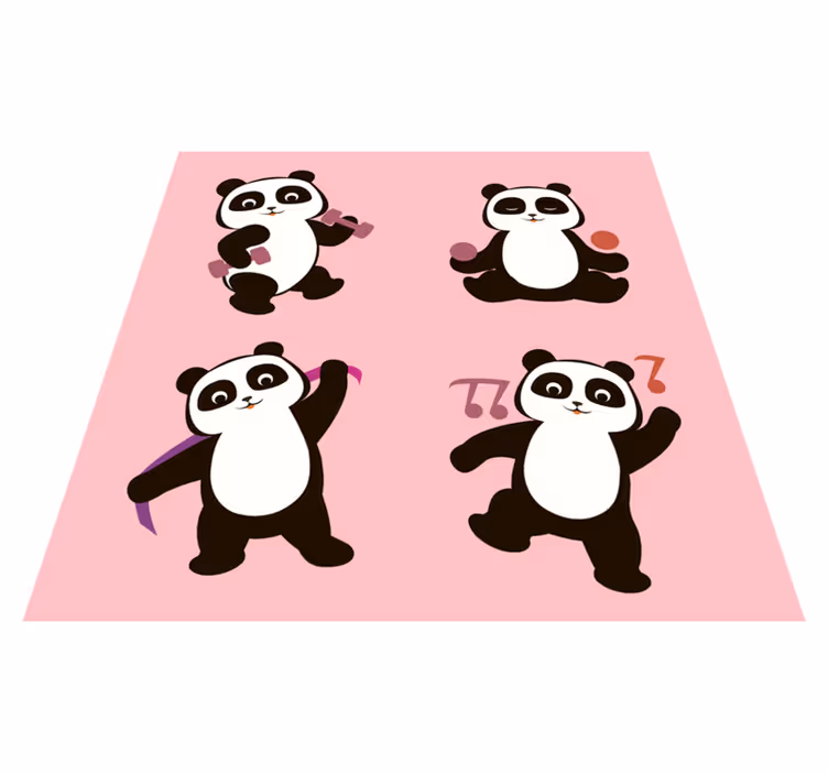 Fitnesspanda djur vinyl matta - Tenstickers