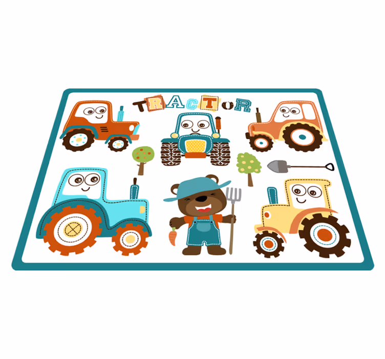 Animerade traktorer Vinylmatta Barn - Tenstickers