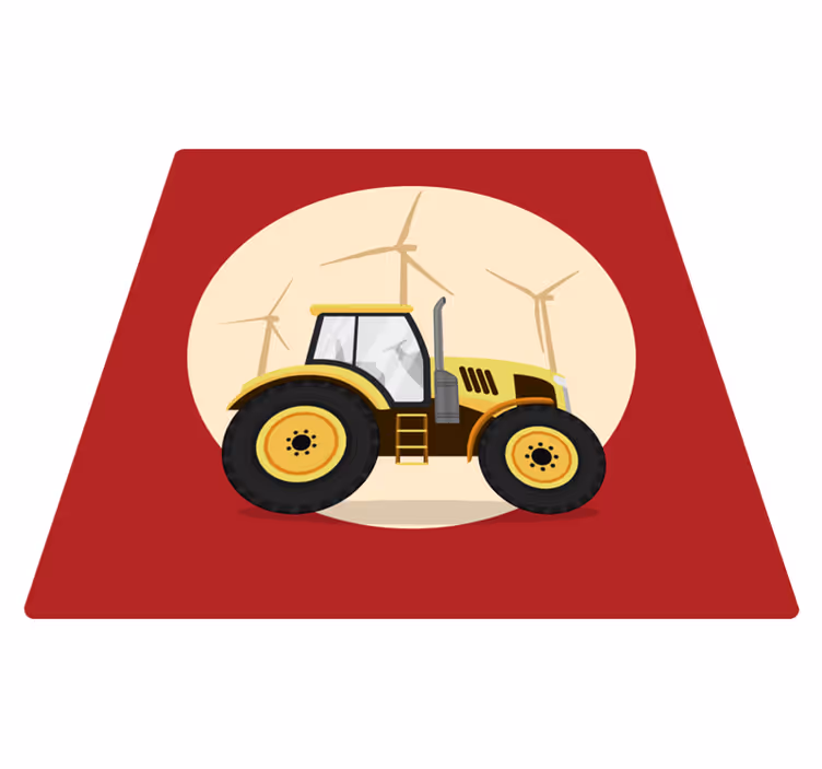 Gul och röd traktor barn vinyl matta - Tenstickers