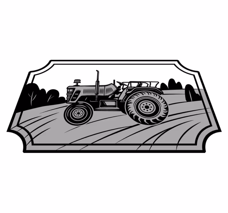 Monokrom traktor Andra Vinylmattor - Tenstickers