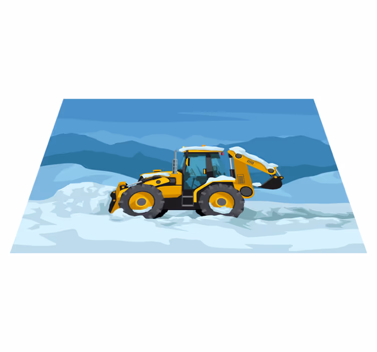 Gul traktor realistisk barn vinyl matta - Tenstickers