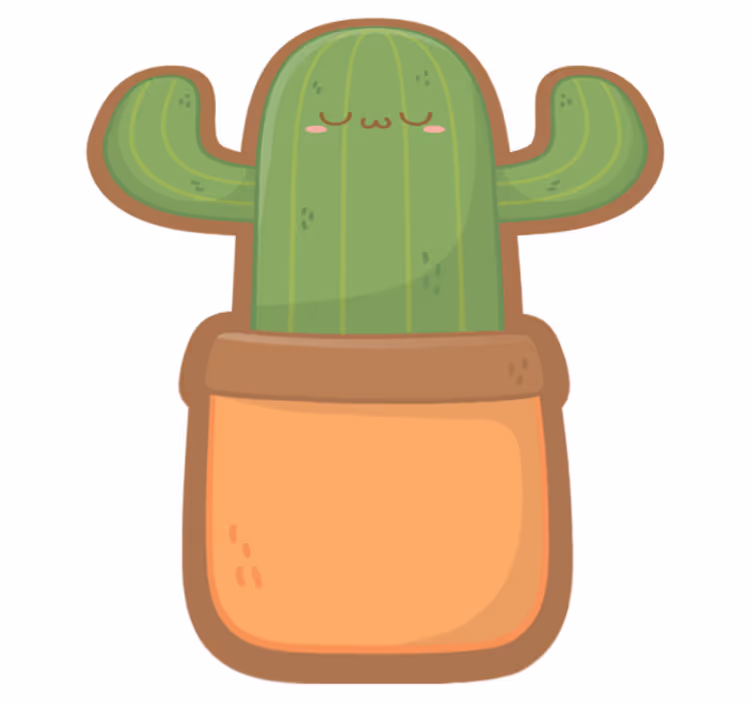 Söt kaktus illustration Vinylmatta blommor och växter - Tenstickers