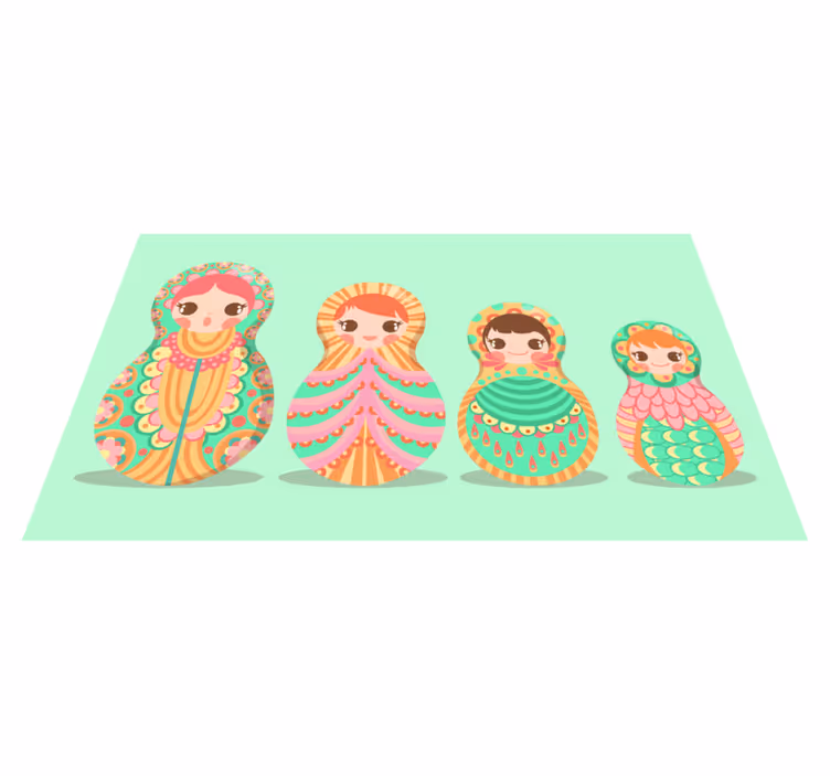 Ryska docka prickar barn vinyl matta - Tenstickers