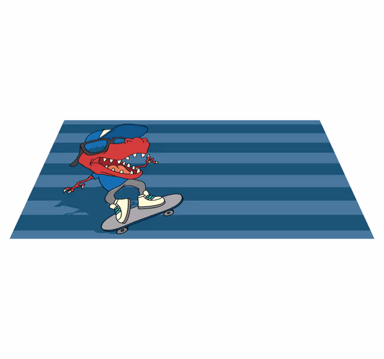 Dinosaurie på skateboard djurmatta - Tenstickers