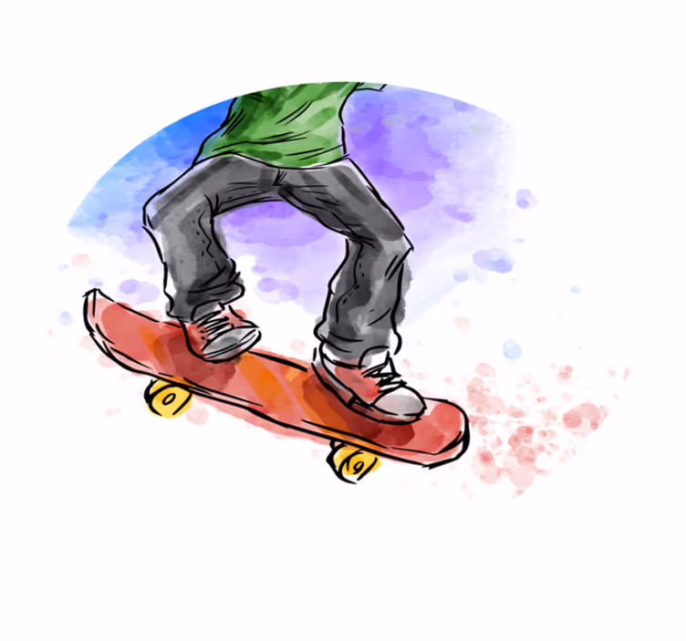 Akvarell skateboard tonåring vinyl matta - Tenstickers