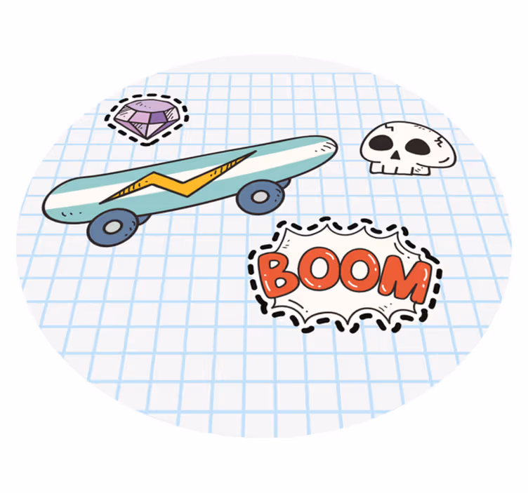 Skateboard komisk illustration Andra Vinylmattor - Tenstickers