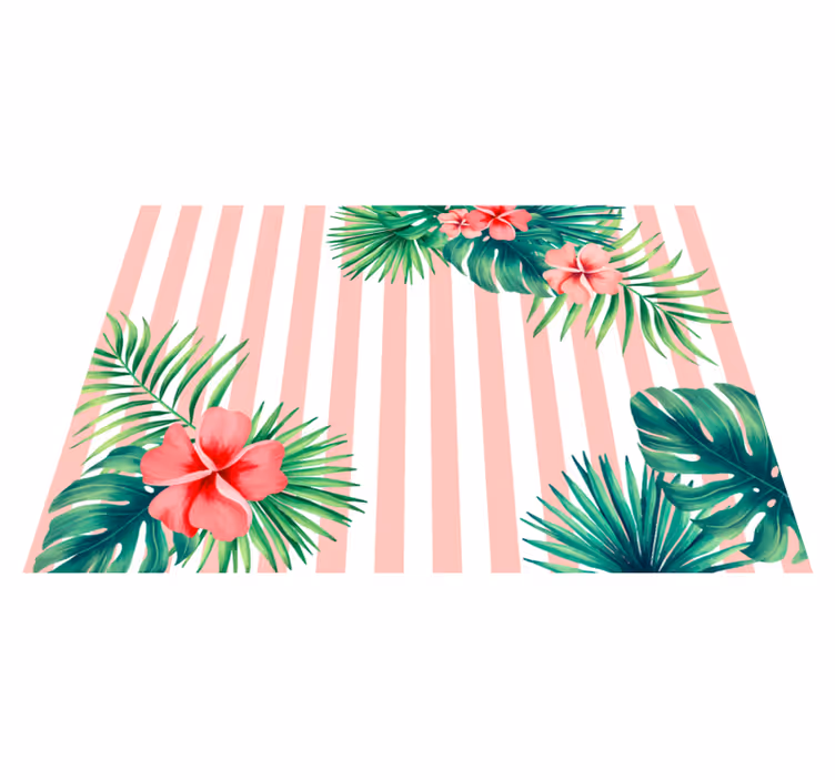 Tropisk flora rand Vinylmatta blommor och växter - Tenstickers