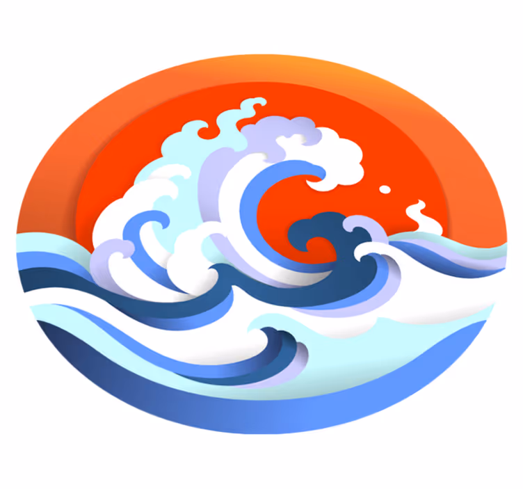 Oceanisk vågcirkel Vinylmatta natur - Tenstickers