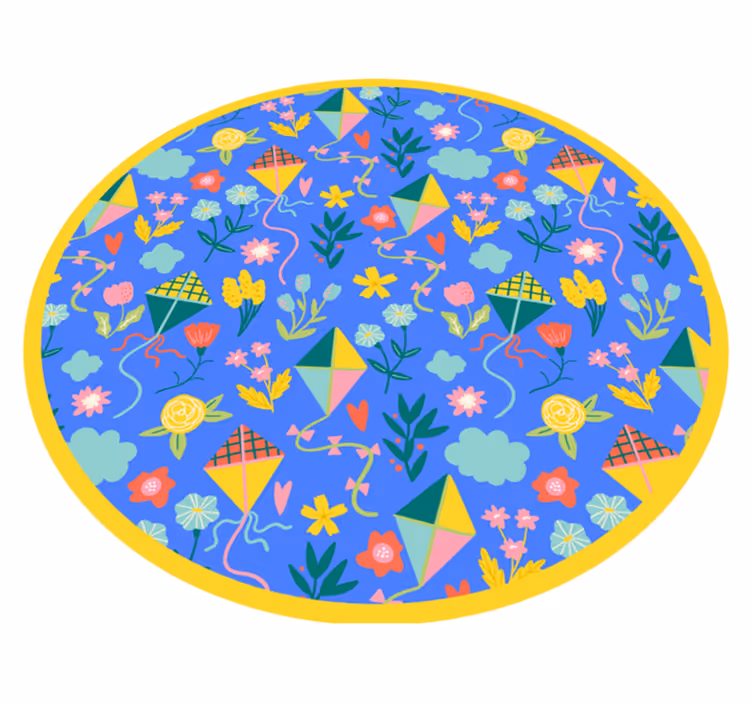 Blommigt drakemotiv Vinylmatta blommor och växter - Tenstickers
