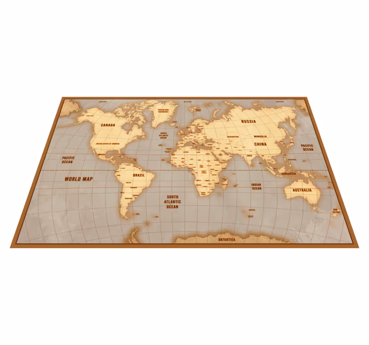 Vintage beige layout Vinylmatta Världskarta - Tenstickers