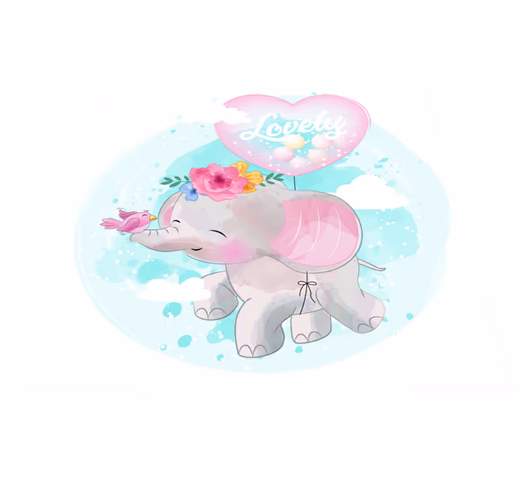 Barnslig elefant illustration Vinylmatta daghem - Tenstickers