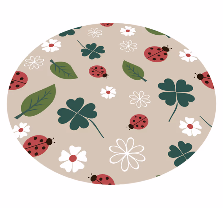 Vårens nyckelpigor Vinylmatta blommor och växter - Tenstickers