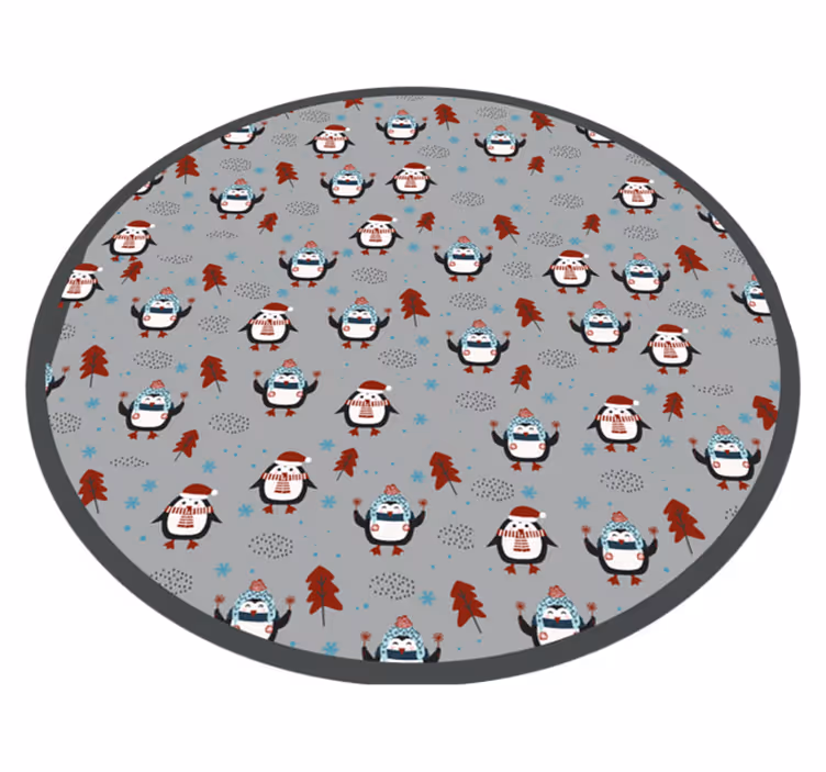 Festligt pingvinmotiv Vinylmatta Jul - Tenstickers