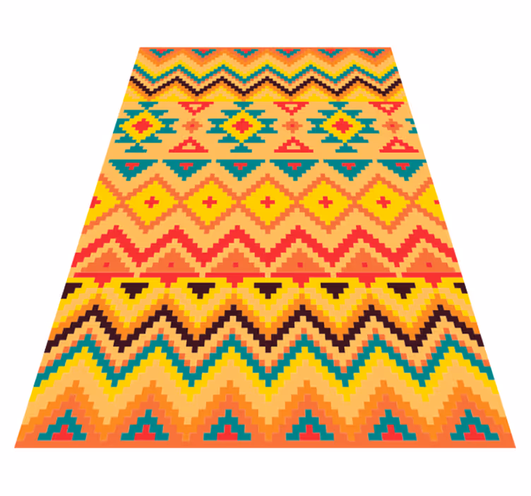 Tribal orange ränder matta - Tenstickers