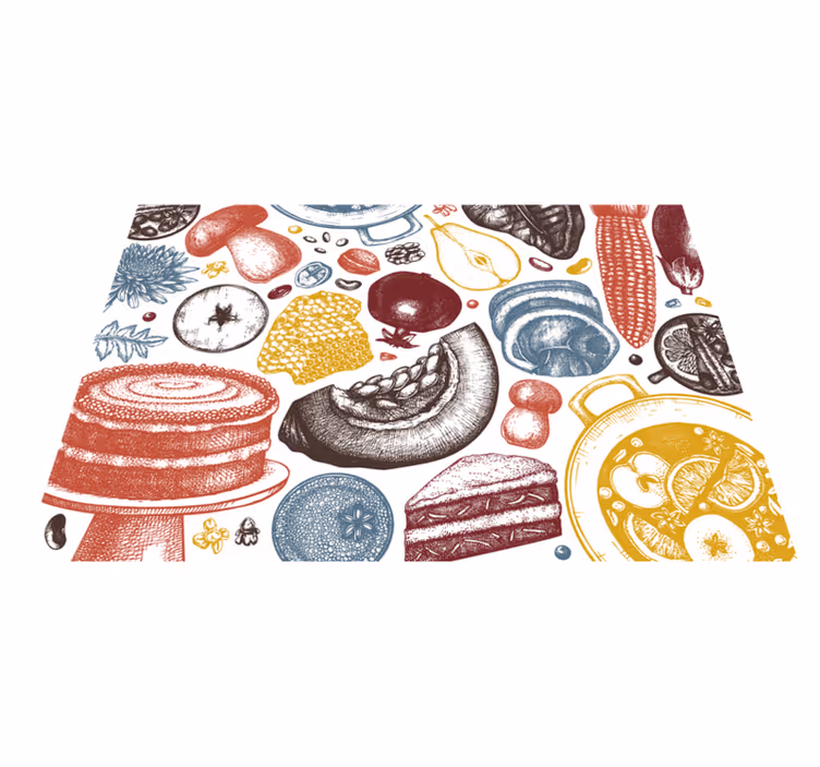 Kulinariska illustrationer Vinylmatta Kök - Tenstickers
