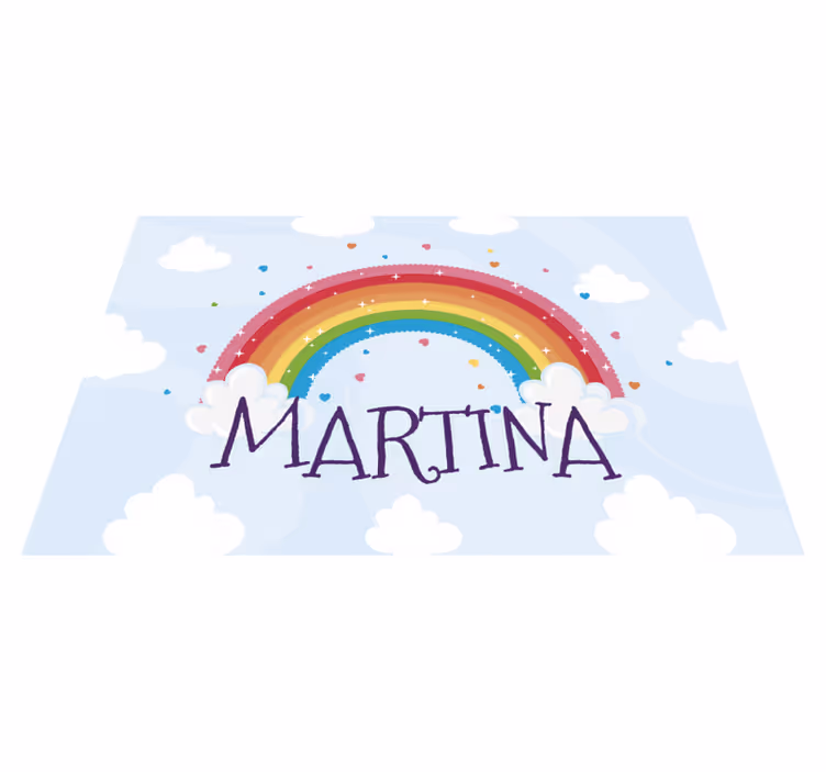 Regnbåge moln med namn personlig matta - Tenstickers