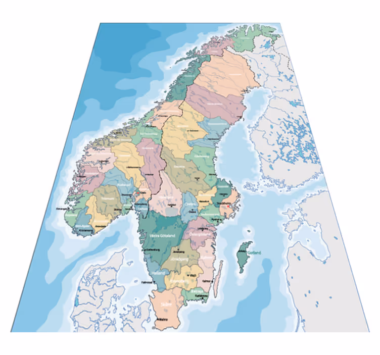Svensk karta med provinsens världskarta matta - Tenstickers