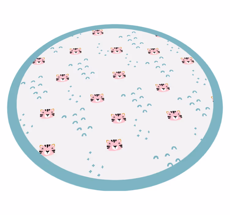 Rosa tiger och blå fåglar barn vinyl matta - Tenstickers