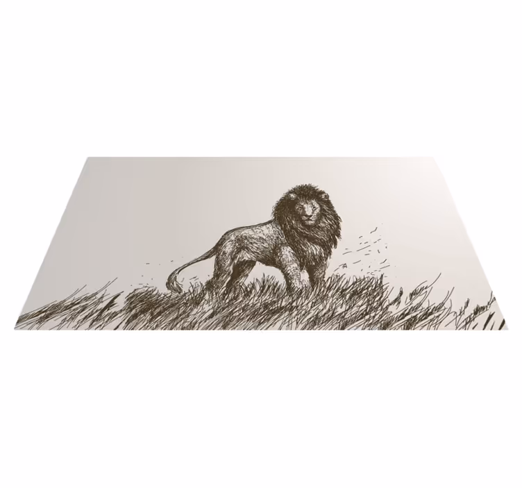Realistisk lejon djurmatta - Tenstickers