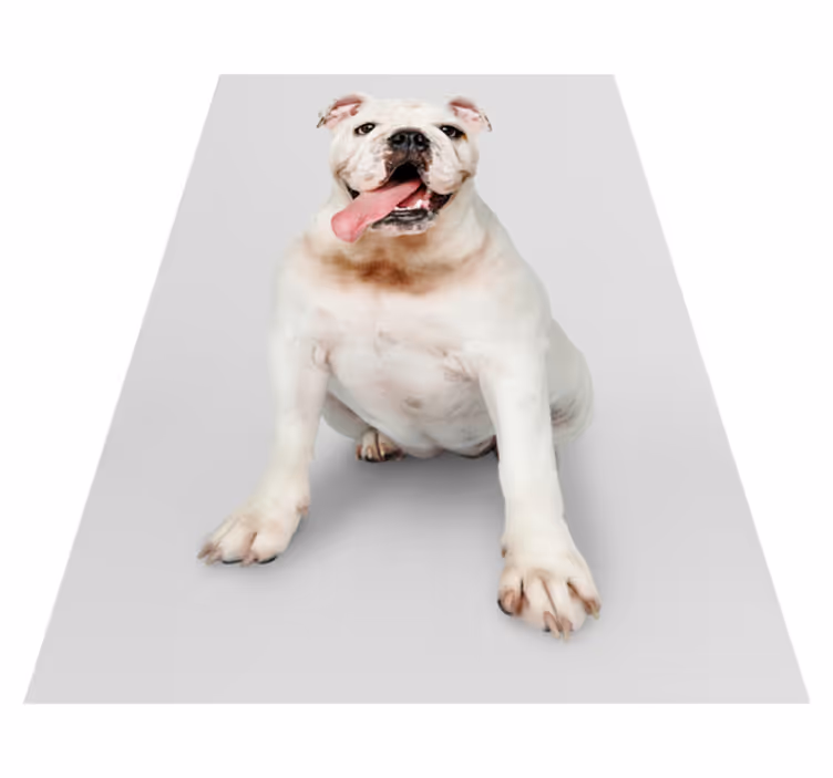 Glad bulldoggporträtt Vinylmatta djurtryck - Tenstickers
