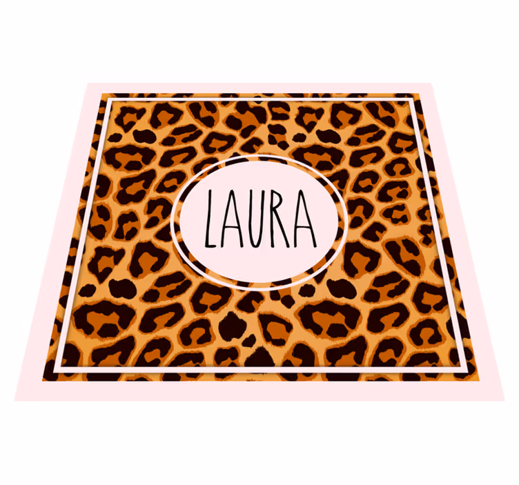 Leopardmönster med namn Vinylmatta Ungdom - Tenstickers