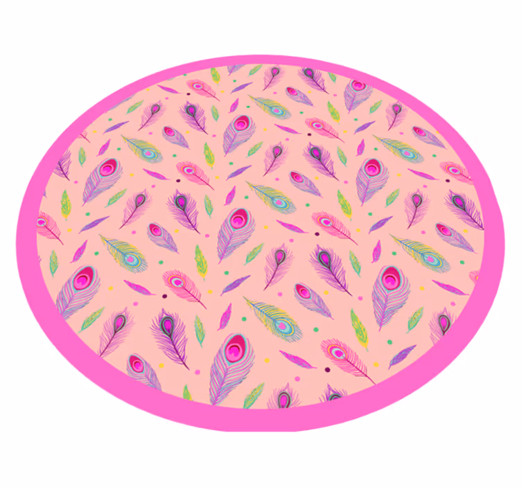 Rosa påfågel fjäder djur matta - Tenstickers