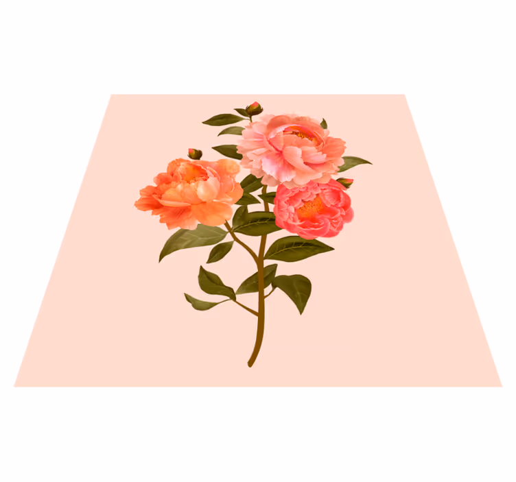 Pionarrangemang Vinylmatta blommor och växter - Tenstickers