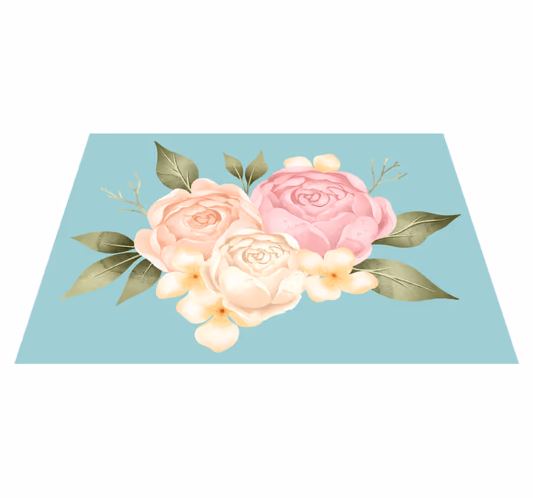 Pion realistisk blomma huvud blommig matta - Tenstickers