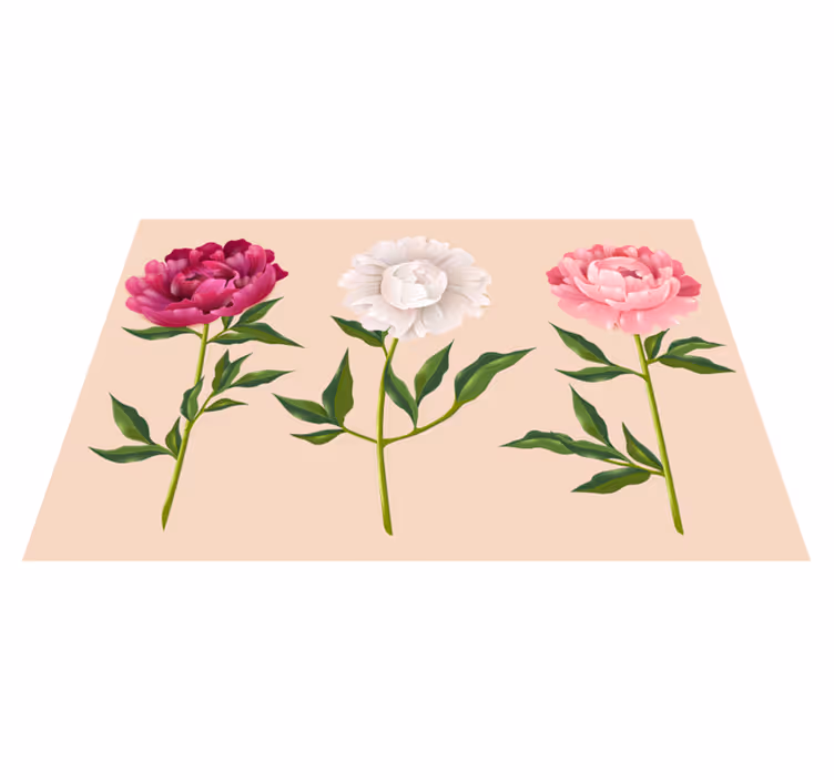 Pion olika blommor matta - Tenstickers