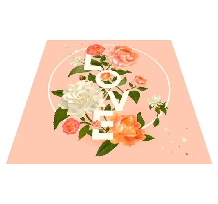Kärleksblommor design Vinylmatta Ungdom - Tenstickers