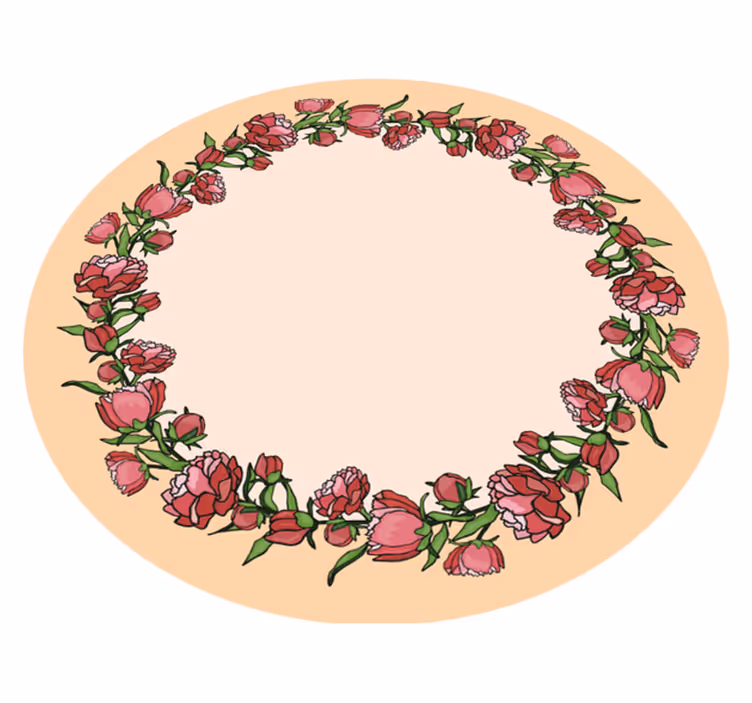 Blommig cirkulär accent Vinylmatta blommor och växter - Tenstickers