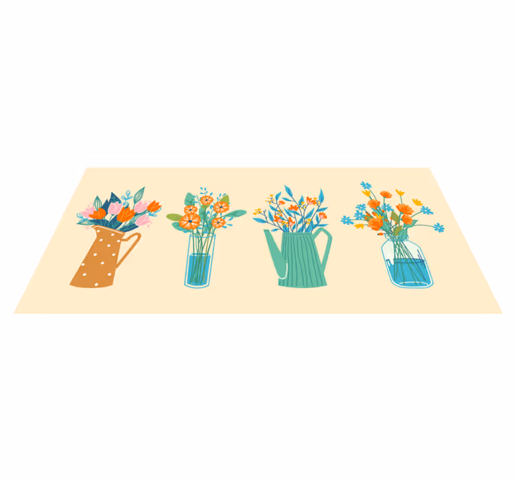 Pion tecknad gäng blommig matta - Tenstickers