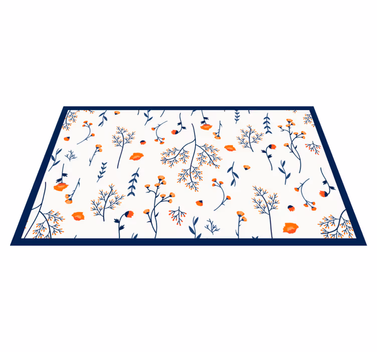 Blommigt grenmönster Vinylmatta blommor och växter - Tenstickers