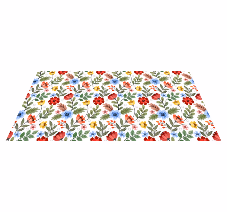 Levande färgglada mönster Vinylmatta blommor och växter - Tenstickers