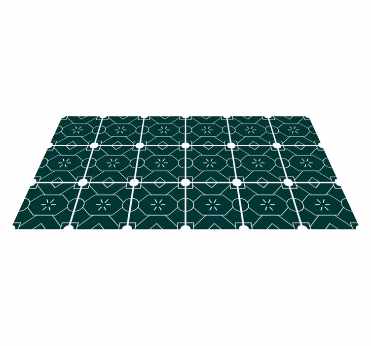 Geometriskt grönt arrangemang Vinylmatta kakeleffekt - Tenstickers