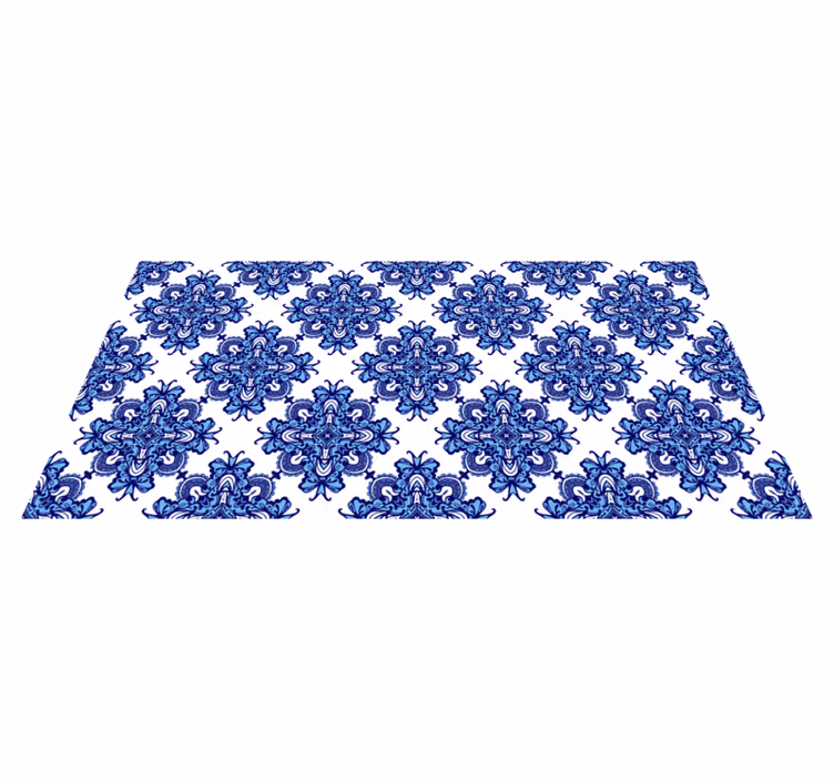 Intrikat blått motiv Vinylmatta Mosaik - Tenstickers