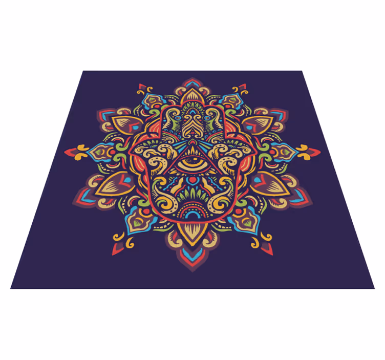 Blå bakgrundsdesign Vinylmatta Mandala - Tenstickers