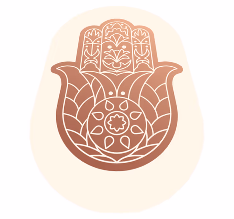 Fatimas beige hand Vinylmatta Mandala - Tenstickers