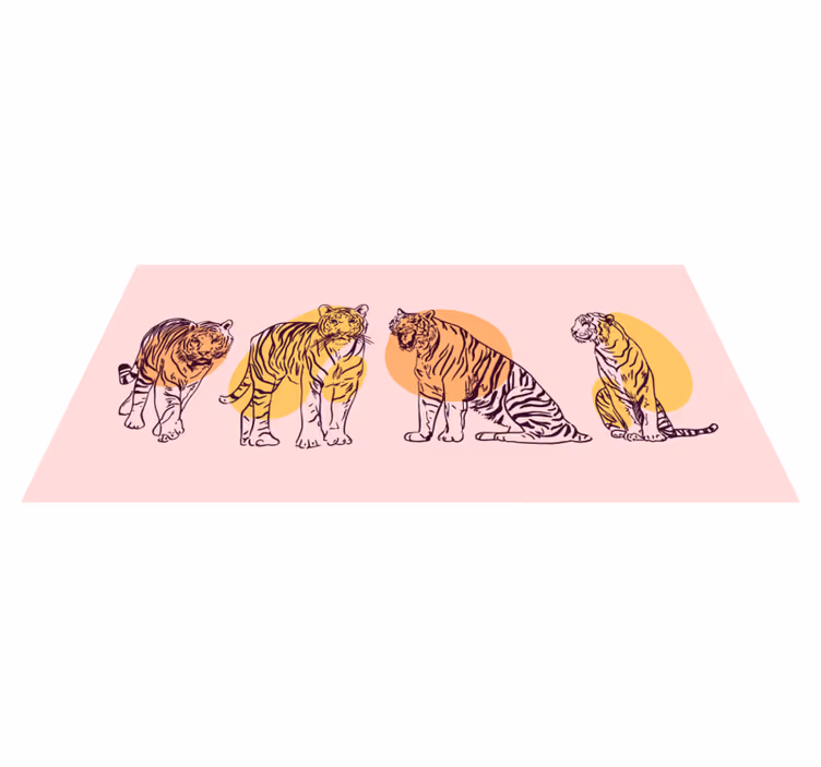 Inramad tigerillustration Vinylmatta djur - Tenstickers