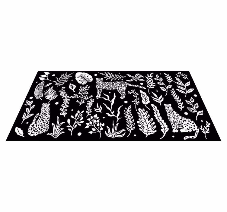 Monstera och leoparder Vinylmatta natur - Tenstickers