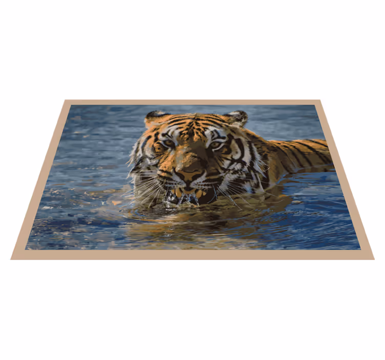 Tiger simning djur vinyl matta - Tenstickers