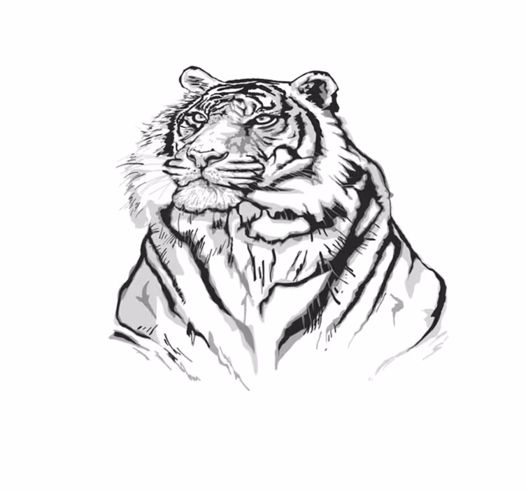 Vit tiger ansikte djur vinyl matta - Tenstickers