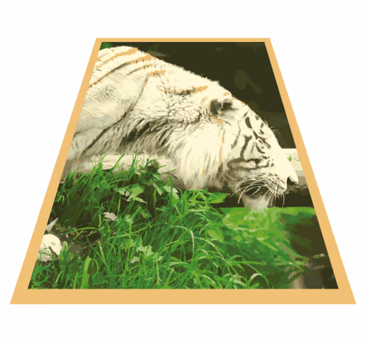 Vit tiger djur vinyl matta - Tenstickers