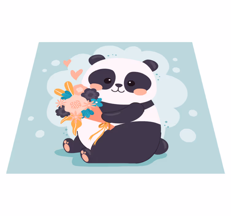 Panda med blommor Vinylmatta Barn - Tenstickers