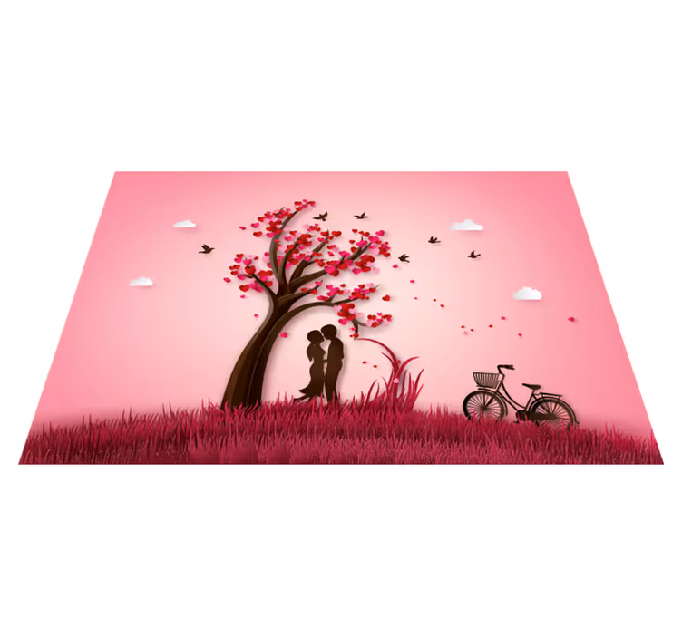 Romantisk trädscen Vinylmatta blommor och växter - Tenstickers