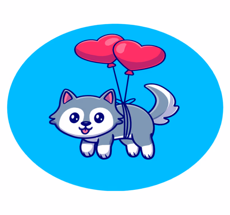 Vargunge med ballonger Vinylmatta djur - Tenstickers