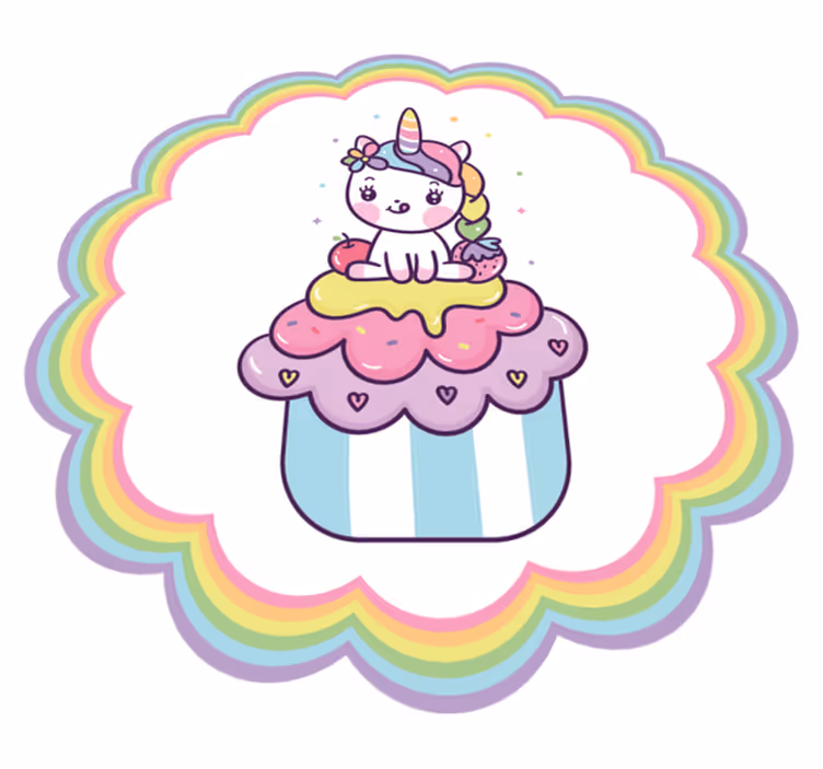 Enhörning på stor muffin leende vinyl matta - Tenstickers
